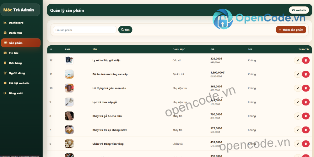 Website bán dụng cụ uống trà