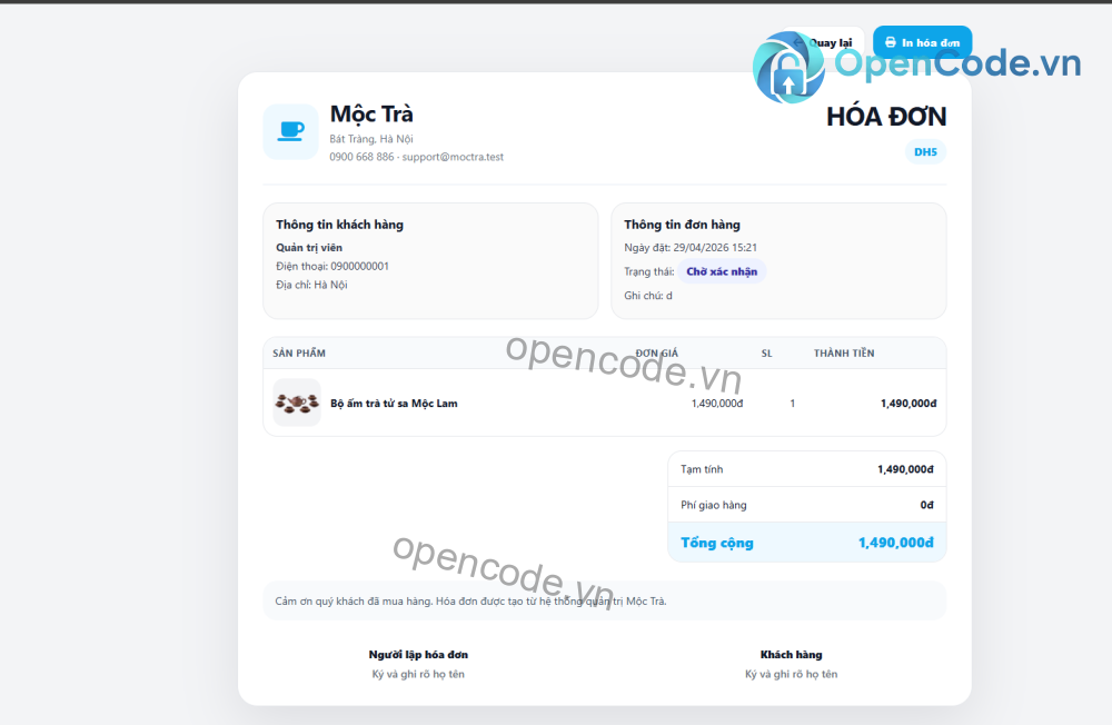 Website bán dụng cụ uống trà